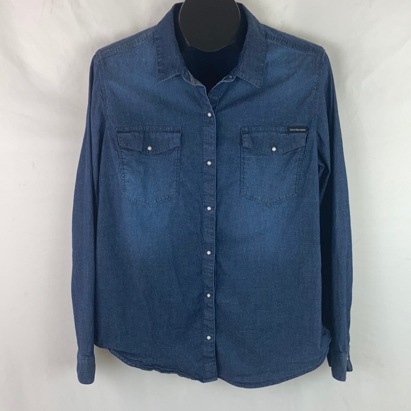 Calvin Klein Jeans Tops - Calvin Klein Jeans Denim Pearl Snap Top XL